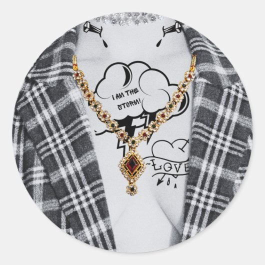 Bad and Boojee Gotische Halloween-zegels Ronde Sticker (Voorkant)