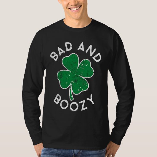 Bad And Boozy Lucky C St Patrick's Day Distress T-shirt (Voorkant)