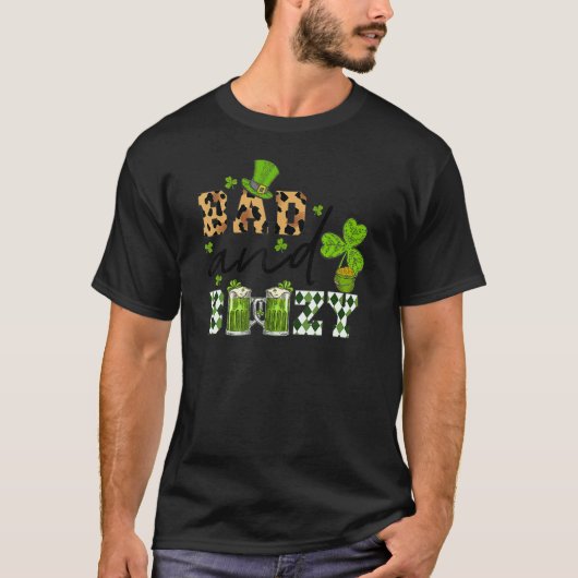 Bad and Boozy St Patrick's Day Leopard Pattern Dri T-shirt (Voorkant)