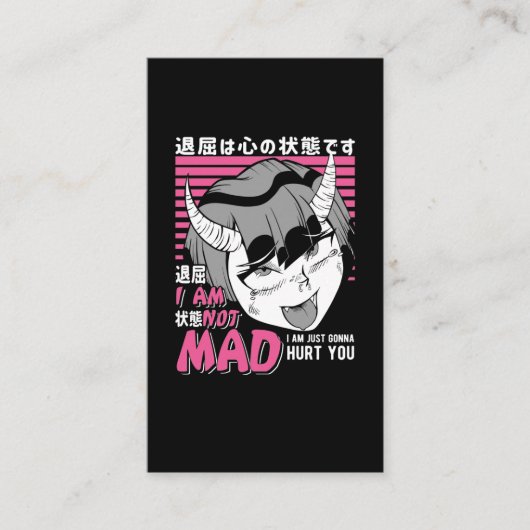 Bad Anime Girl Otaku Angry Manga Devil Visitekaartje (Voorkant)