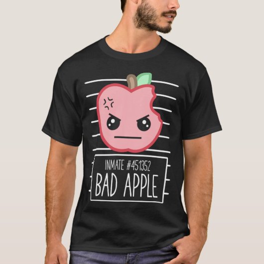 Bad Apple Mugshot Silly Sarcastic Pun Bad Attitude T-shirt (Voorkant)
