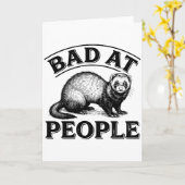 Bad at People Funny Ferret Introvert Saying  Kaart (Gele Bloem)