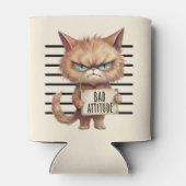 Bad Attitude Cat Mugshot – Grappig katachtig ontwe Blikjeskoeler (Achterkant)