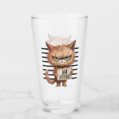 Bad Attitude Cat Mugshot – Grappig katachtig ontwe Glas (Voorkant)