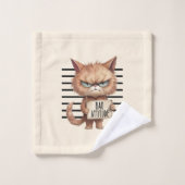Bad Attitude Cat Mugshot – Grappig katachtig ontwe Handdoek (Wasdoekje)