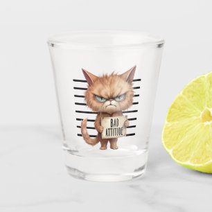 Bad Attitude Cat Mugshot – Grappig katachtig ontwe Shot Glas
