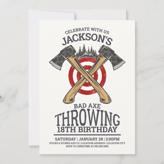 Bad Ax Throwing Birthday Invitation Kaart (Voorkant)