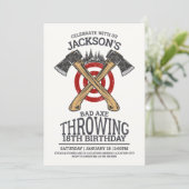 Bad Ax Throwing Birthday Invitation Kaart (Staand voorkant)