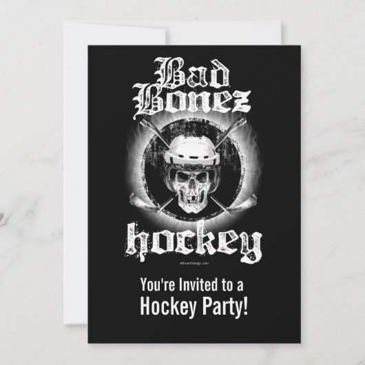 Bad Bonez Hockey party Invitation Kaart (Voorkant)