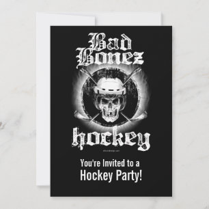 Bad Bonez Hockey party Invitation Kaart