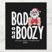 Bad & Boozy Wine Label - Custom Christmas Gift Wijn Etiket (Enkel label)