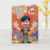 Bad Boy 40th Mannen Birthday Funny Face Cut-out Kaart (Gele Bloem)