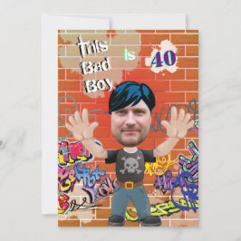 Bad Boy 40th Mannen Birthday Funny Face Cut-out Kaart
