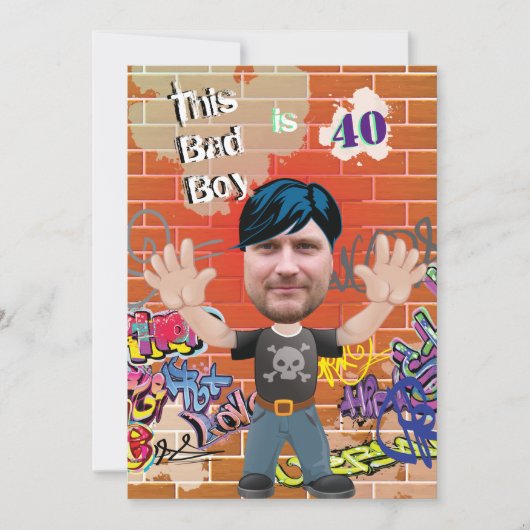 Bad Boy 40th Mannen Birthday Funny Face Cut-out Kaart (Voorkant)