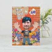 Bad Boy 40th Mannen Birthday Funny Face Cut-out Kaart (Staand voorkant)