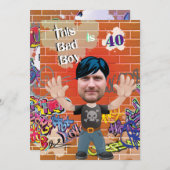 Bad Boy 40th Mannen Birthday Funny Face Cut-out Kaart (Voorkant / Achterkant)