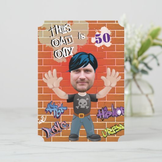 Bad Boy 50th Mannen Birthday Funny Face Cut-out Kaart (Staand voorkant)