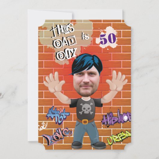 Bad Boy 50th Mannen Birthday Funny Face Cut-out Kaart (Voorkant)