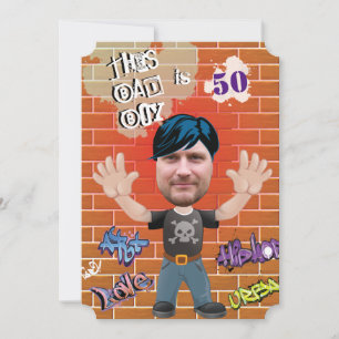 Bad Boy 50th Mannen Birthday Funny Face Cut-out Kaart