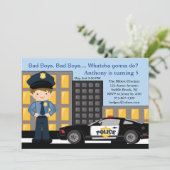 Bad Boys, Bad Boys Policeman Birthday Uitnodiging (Staand voorkant)