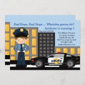Bad Boys, Bad Boys Policeman Birthday Uitnodiging (Voorkant / Achterkant)