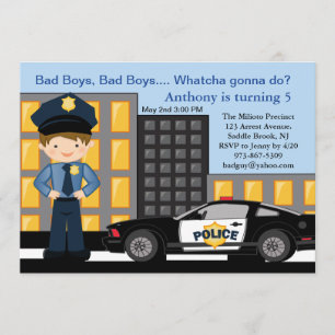 Bad Boys, Bad Boys Policeman Birthday Uitnodiging
