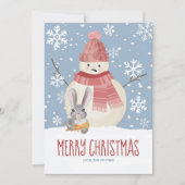 Bad Bunny Rabbit & Snowman Funny Kerstmis Feestdagenkaart (Voorkant)