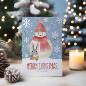 Bad Bunny Rabbit & Snowman Funny Kerstmis Feestdagenkaart