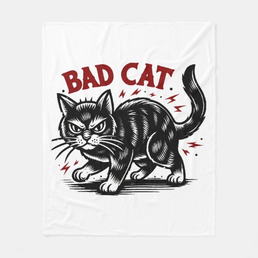 Bad Cat Fleece Deken (Voorkant)