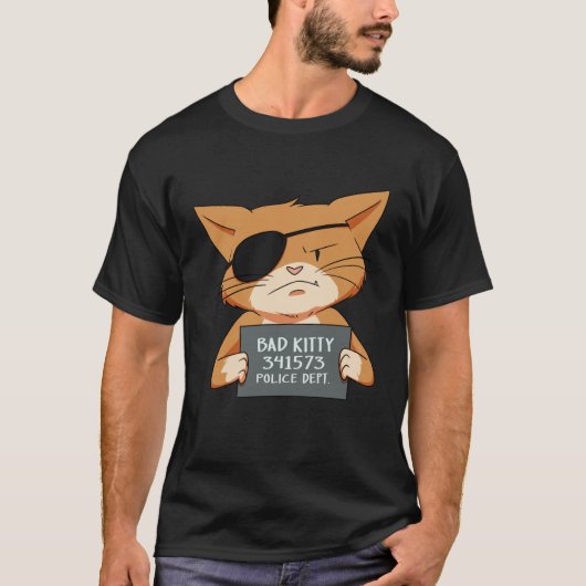 Bad Cat Gangster Mugshot Kitty For Pet T-shirt (Voorkant)