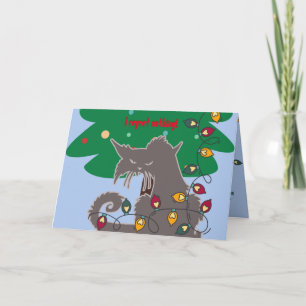 "Bad Cat" gevouwen kerst Wenskaart Kaart