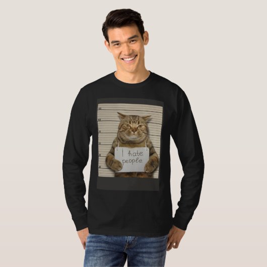 Bad Cat I Hate People T-shirt (Voorkant volledig)