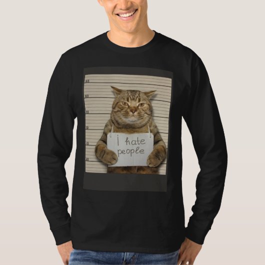 Bad Cat I Hate People T-shirt (Voorkant)