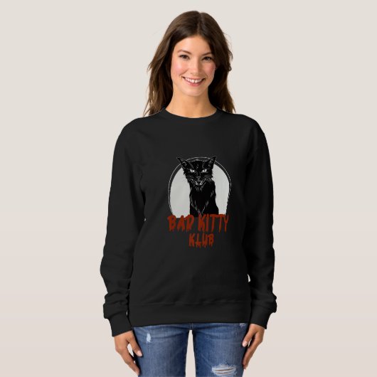Bad Cat Kitty Custome Halloween Trui (Voorkant volledig)