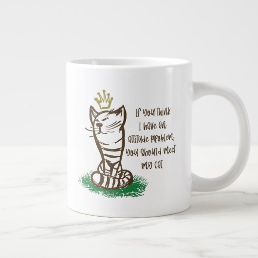 BAD CATTITUDE Funny Grumpy Cat Parent Grote Koffiekop (Rechts)