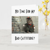 Bad Cattitude Funny Humor Cat Costume Kaart (Gele Bloem)
