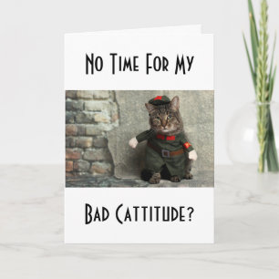 Bad Cattitude Funny Humor Cat Costume Kaart