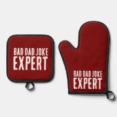 Bad Dad Joke Expert BOLD TYPOGRAFIE Ovenwant & Pannenlap Set (Voorkant)