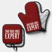 Bad Dad Joke Expert BOLD TYPOGRAFIE Ovenwant & Pannenlap Set (Voorkant / Achterkant)