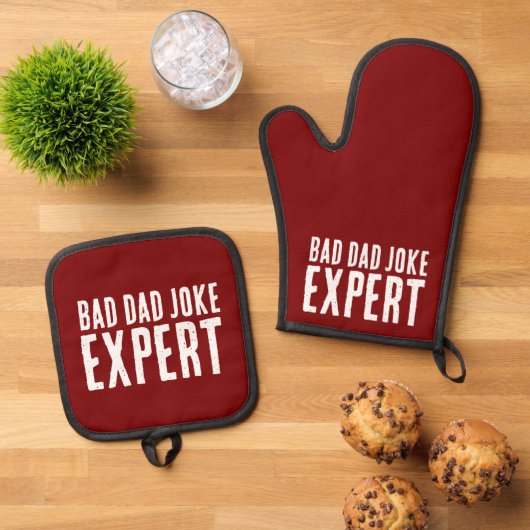 Bad Dad Joke Expert BOLD TYPOGRAFIE Ovenwant & Pannenlap Set (Top down)