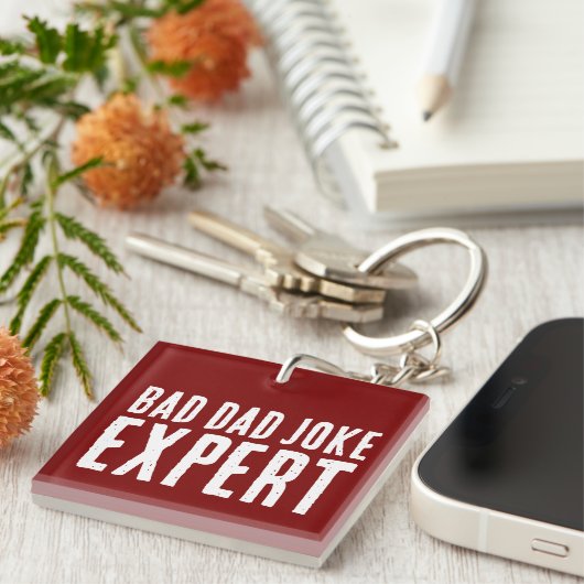 Bad Dad Joke Expert BOLD TYPOGRAFIE Sleutelhanger (Voorkant Rechts)