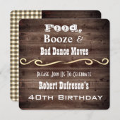 "Bad Dance Moves" Rustic Birthday Uitnodiging (Voorkant / Achterkant)