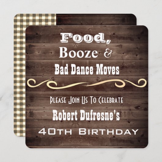 "Bad Dance Moves" Rustic Birthday Uitnodiging (Voorkant / Achterkant)