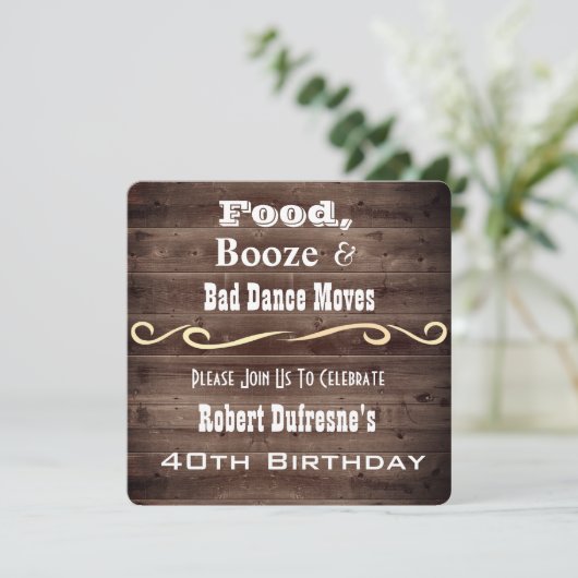 "Bad Dance Moves" Rustic Birthday Uitnodiging (Staand voorkant)
