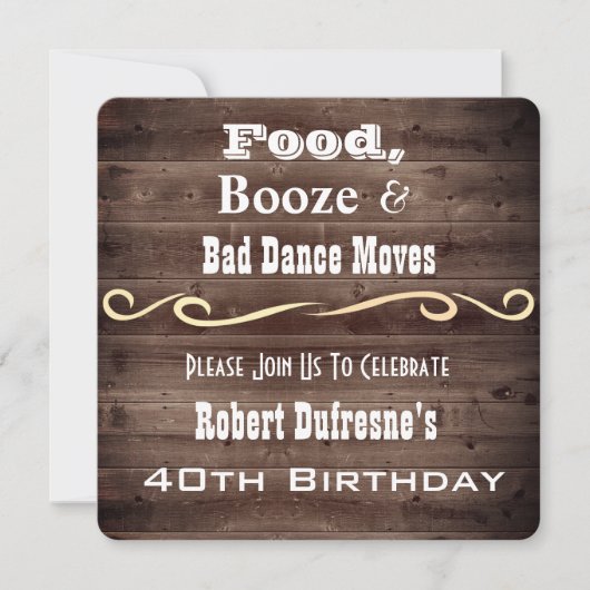 "Bad Dance Moves" Rustic Birthday Uitnodiging (Voorkant)