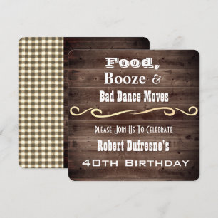 "Bad Dance Moves" Rustic Birthday Uitnodiging