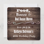 "Bad Dance Moves" Rustic Floral Birthday Invite Kaart (Voorkant)