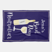 Bad Day Navy Humorous Wine Quote Design Theedoek (Horizontaal)