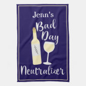 Bad Day Navy Humorous Wine Quote Design Theedoek (Verticaal)