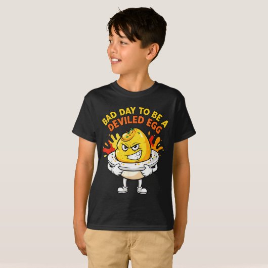 Bad Day To Be A Deviled Egg Funny Thanksgiving Din T-shirt (Voorkant volledig)